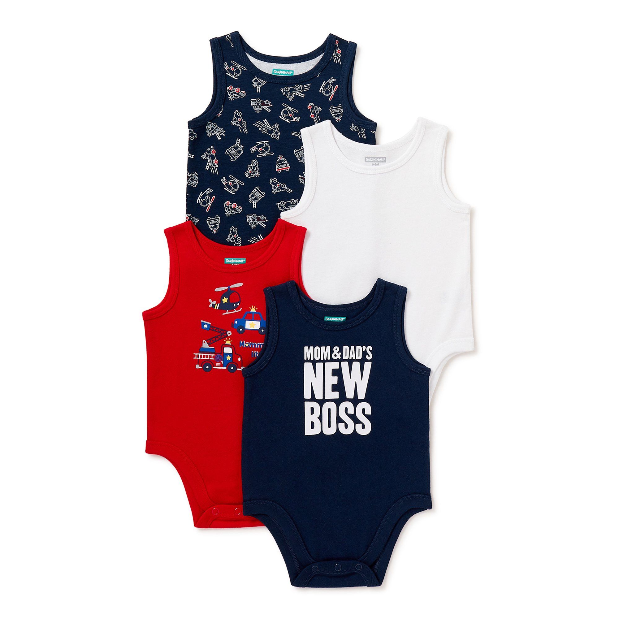 Garanimals Baby Boy Sleeveless Tank Bodysuit Multipack, 4-Pack (0-24 Months) | Walmart (US)