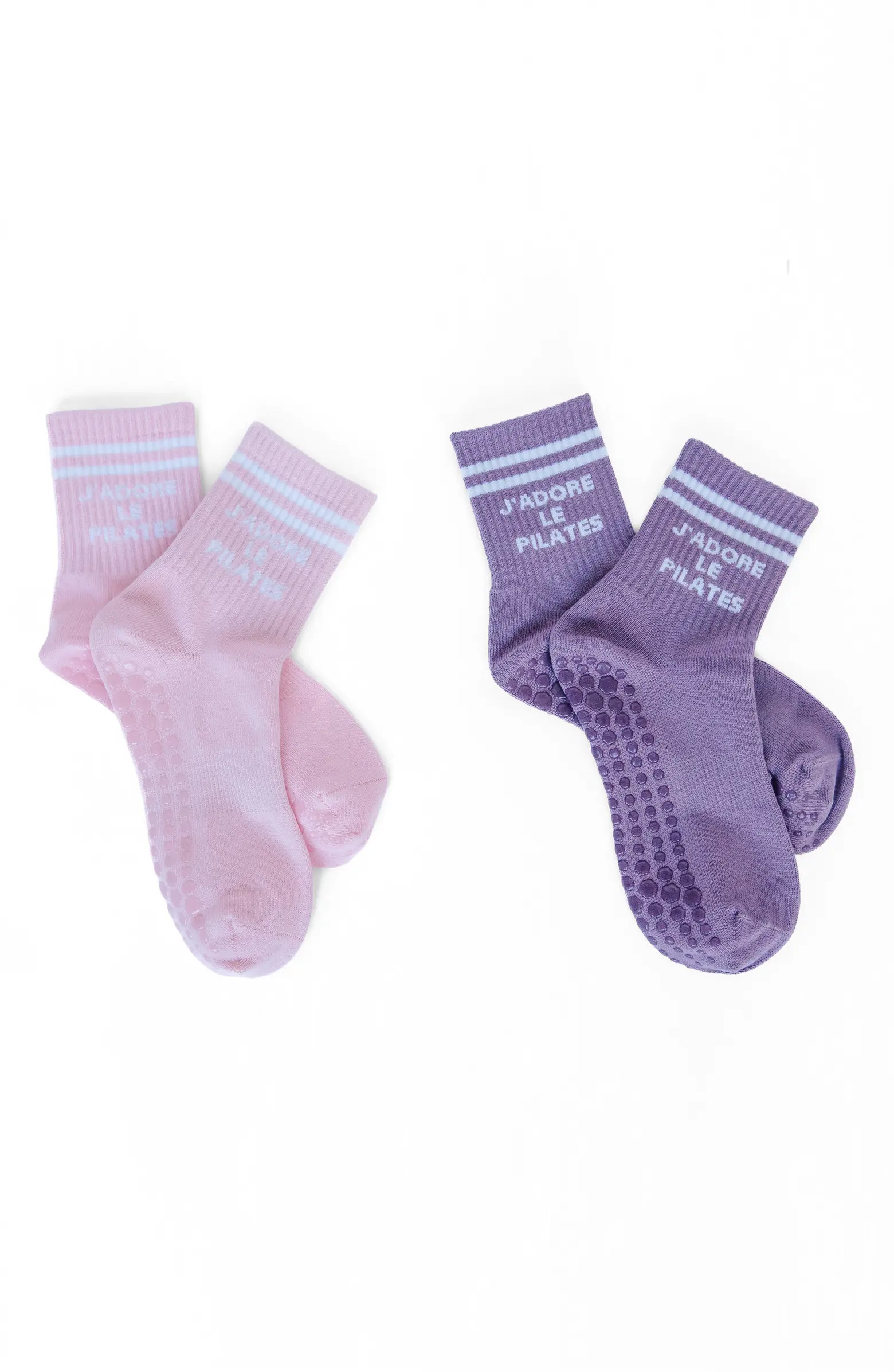 Pilates University 1883 Assorted 2-Pack Nonslip Grip Quarter Socks | Nordstrom | Nordstrom