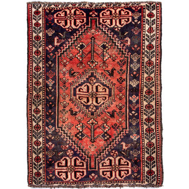 4' 9'' x 3' 7'' Shiraz Authentic Persian Hand Knotted Area Rug - 112765 | Los Angeles Home of rugs