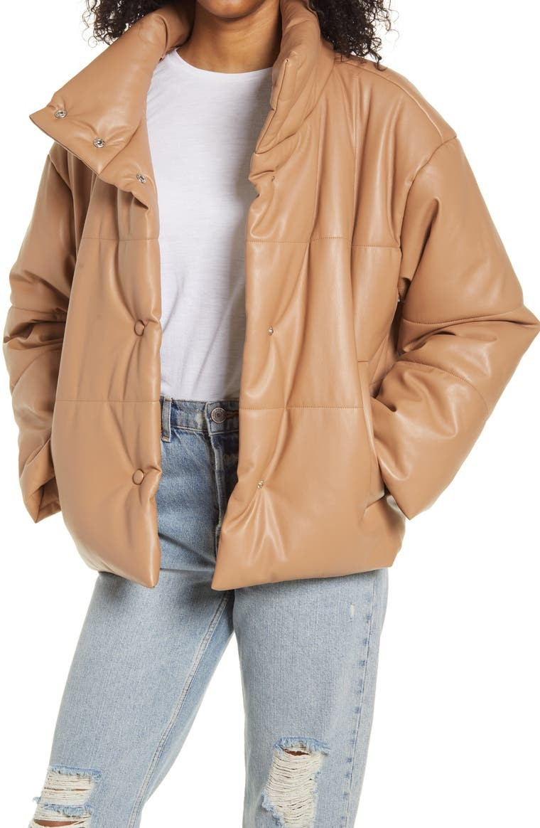 Weather or Not Faux Leather Puffer Coat | Nordstrom