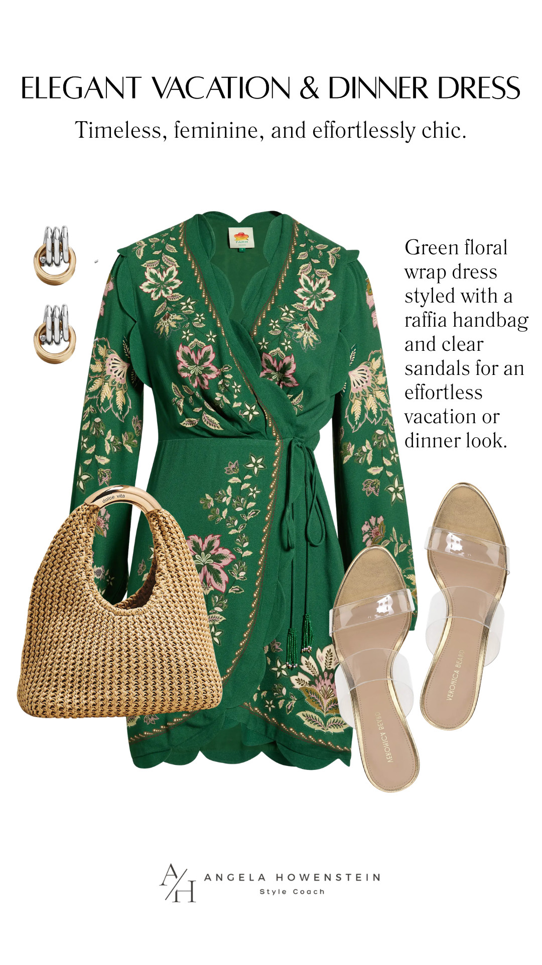 This green floral wrap dress is one of those easy pieces that always looks polished. The flattering wrap silhouette, feminine print, and lightweight feel make it perfect for late summer dinners, vacations, and early fall with a denim jacket.

👩‍💻 LTK PRO TIPS
❤️ Heart = Support my posts ;-)
🔖 Save = Get sale & restock alerts for the things you love!
📋 Lists = Keep favorites organized (List ideas: Christmas, Birthdays, and Vacations!)
📲 Share = Send lists and products to a friend (or your daughters like me).
💬 Comment = Ask me anything, and I'll answer. ;-) 

 #LTKootd #LTKOver40 #LTKSaleAlert