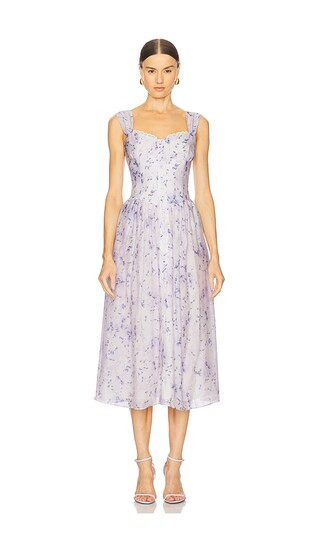 Malea Midi Dress in Blu Floral | Revolve Clothing (Global)