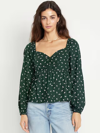 Shirred Crepe Top | Old Navy (US)