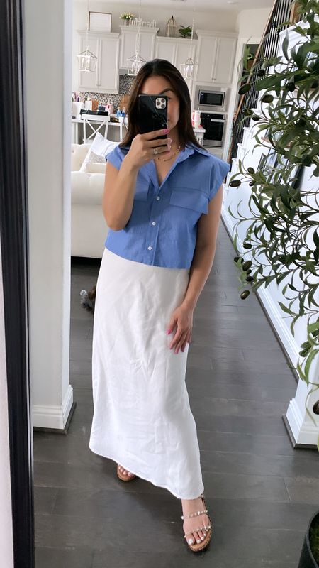 Outfit idea for white linen maxi skirt 

#LTKOver40 #LTKTravel #LTKStyleTip