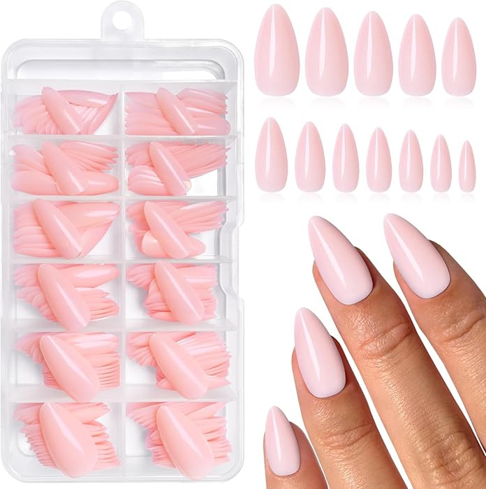 240PC Pink Almond Press on Nails Medium Fake Nails Press ons, False Acrylic Nails Press on Nails ... | Amazon (US)