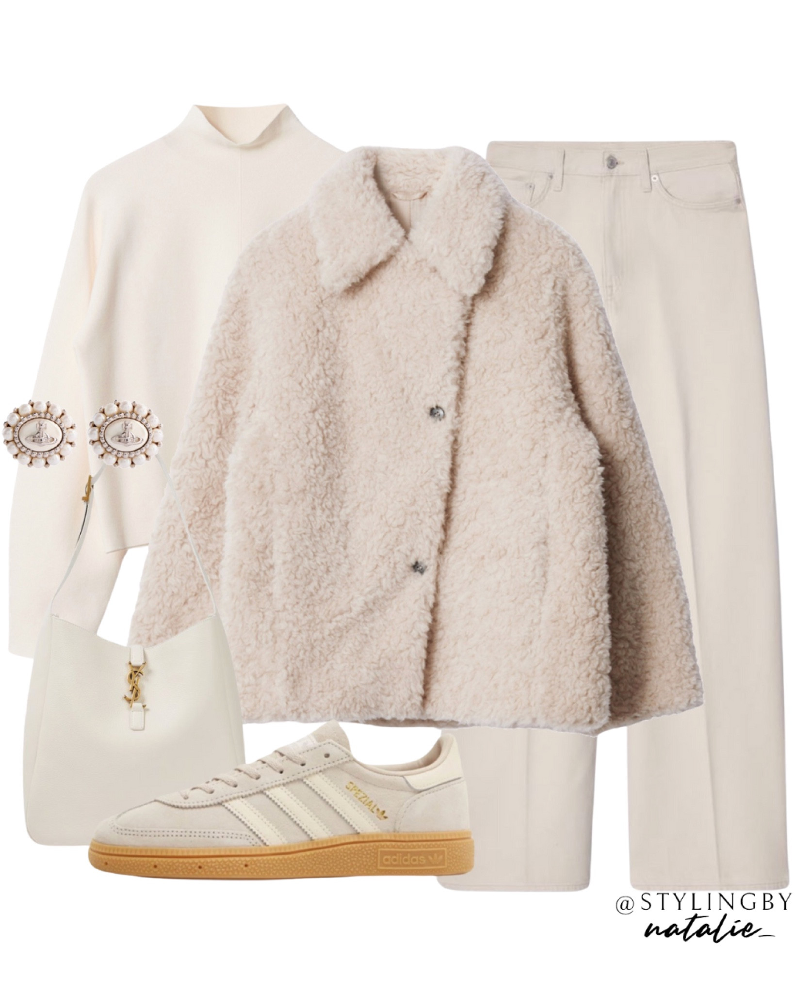 Neutral outfit, faux fur jacket, wide leg jeans, adidas Spezial trainers, mock neck sweater, YSL tote bag.
Everyday look, autumn outfit

#LTKstyletip #LTKautumn #LTKshoes