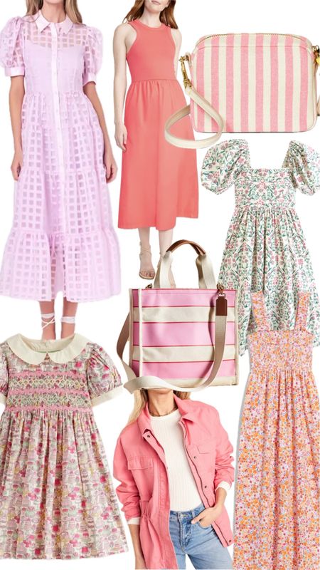 Pretty in pink - pink and floral dresses for Easter spring jackets and striped purses and bags 

#LTKSeasonal #LTKkids #LTKfindsunder100