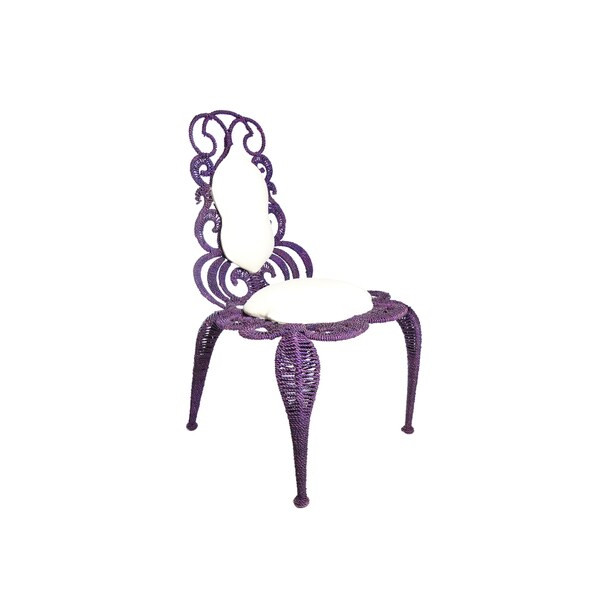 Alice Purple Wrought Iron/Handwoven Seagrass Chair | Bed Bath & Beyond