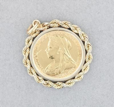 Antique Queen Victoria Old Veiled Head Sovereign Coin Pendant 1900s 14K Solid YG | eBay US