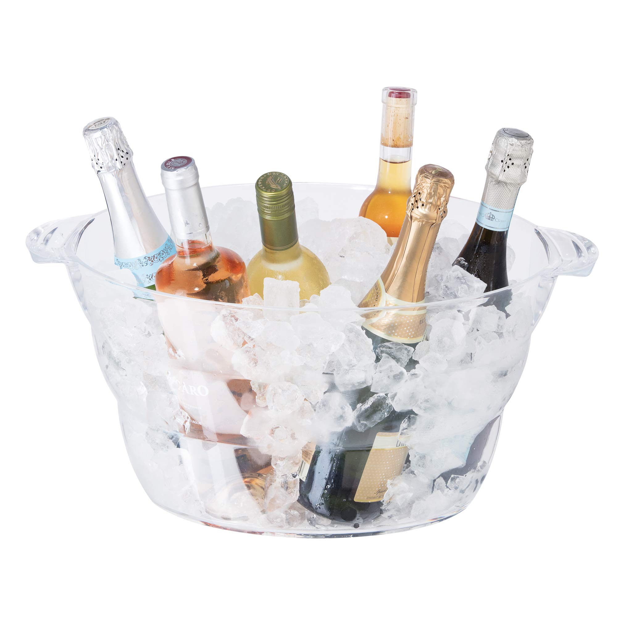 OGGI Acrylic Oval Party Tub - Clear Beverage Cooler w/Handles, Wine Cooler, Beer Chiller, Ideal P... | Amazon (US)