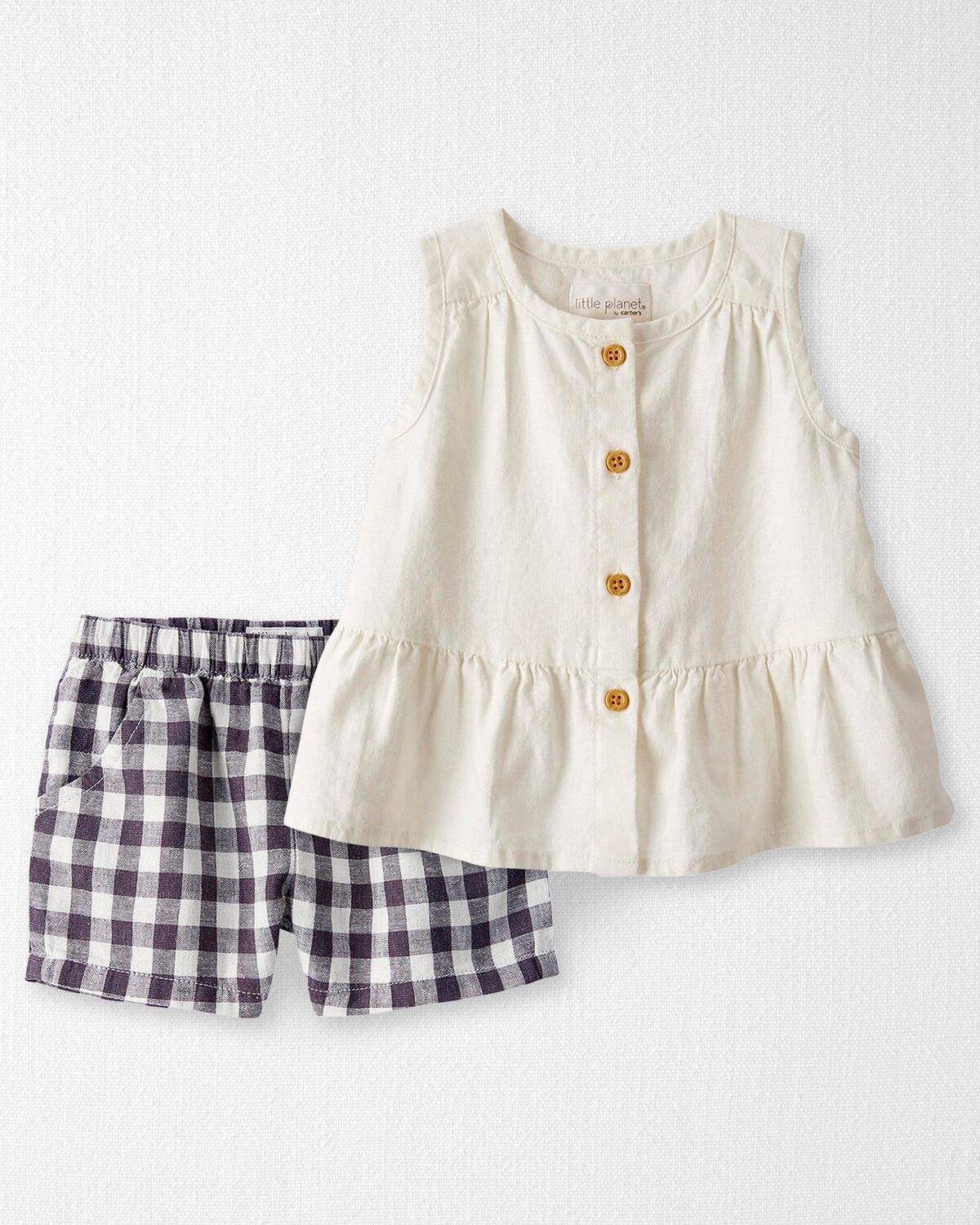 Toddler 2-Piece Ruffle Top & Gingham Shorts Made With Linen and LENZING™ ECOVERO™ | Carter's