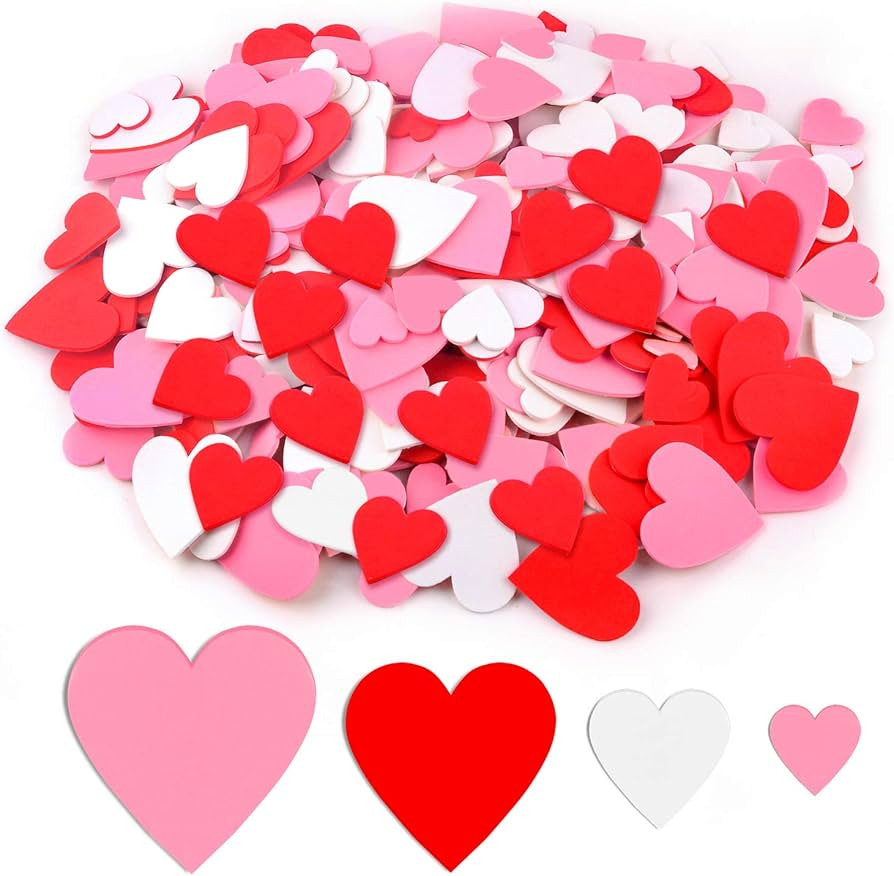 600 Pieces Foam Heart Stickers Valentine's Day Wedding Foam Craft Hearts Colorful Foam Stickers S... | Amazon (US)