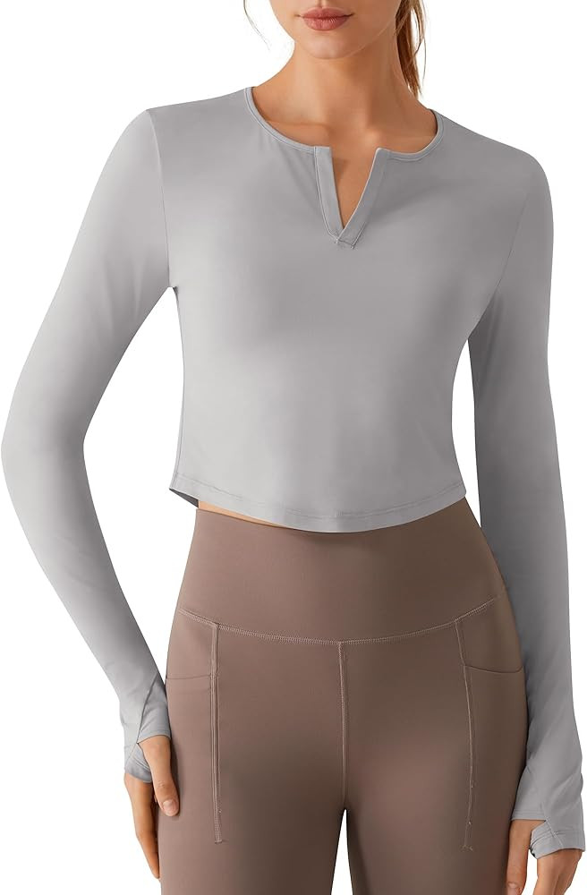 G4Free Lightbreeze Women UPF 50+ Sun Shirts Thumbholes Long Sleeve Crop Workout Tops V Neck T-Shi... | Amazon (US)