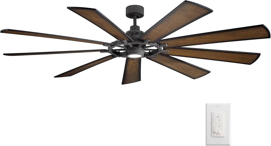 Kichler Gentry XL 85" Ceiling Fan with Lights, 1-Light LED, 3000K, 9 blade Modern Industrial Fan ... | Amazon (US)