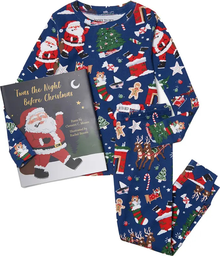 Kids' ''Twas the Night Before Christmas' Fitted Two-Piece Pajamas & Book Set | Nordstrom