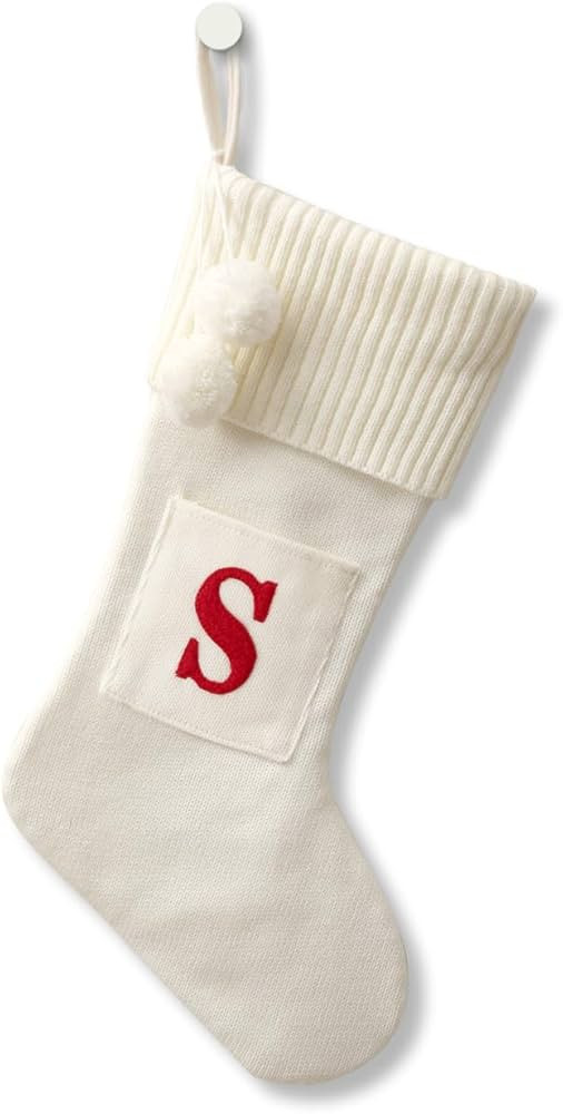 Amazon.com: CRSMHLPK 20 Inches Initial Christmas Stocking Monogram Christmas Stocking White with ... | Amazon (US)