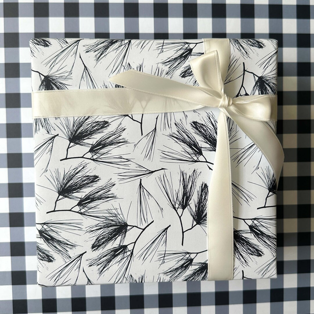 Pine Needle Wrapping Paper Pine Needle Gift Wrap for Men Christmas Wrapping Paper Masculine Chris... | Etsy (US)