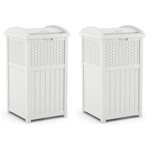 Suncast Wicker Resin Outdoor Hideaway Trash Can Bin with Latching Lid for Use in Backyard, Deck, ... | Amazon (US)