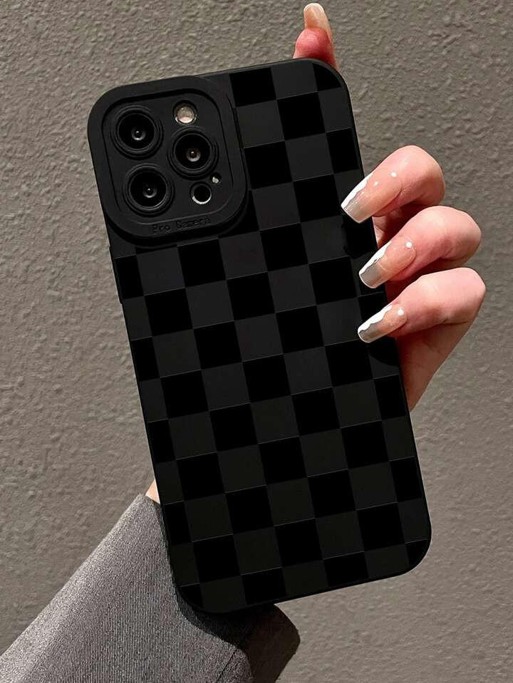 Checkered Print Phone Case Compatible With iPhone15/15Plus/15Pro/15Promax | SHEIN