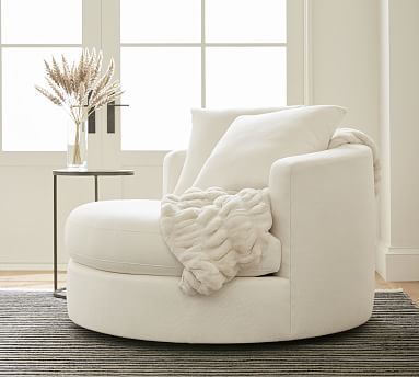 Balboa Upholstered Swivel Armchair | Pottery Barn (US)