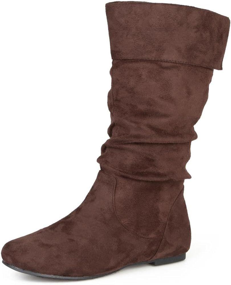 Journee Collection Womens Regular Size and Wide-Calf Slouch Mid-Calf Microsuede Boot | Amazon (US)