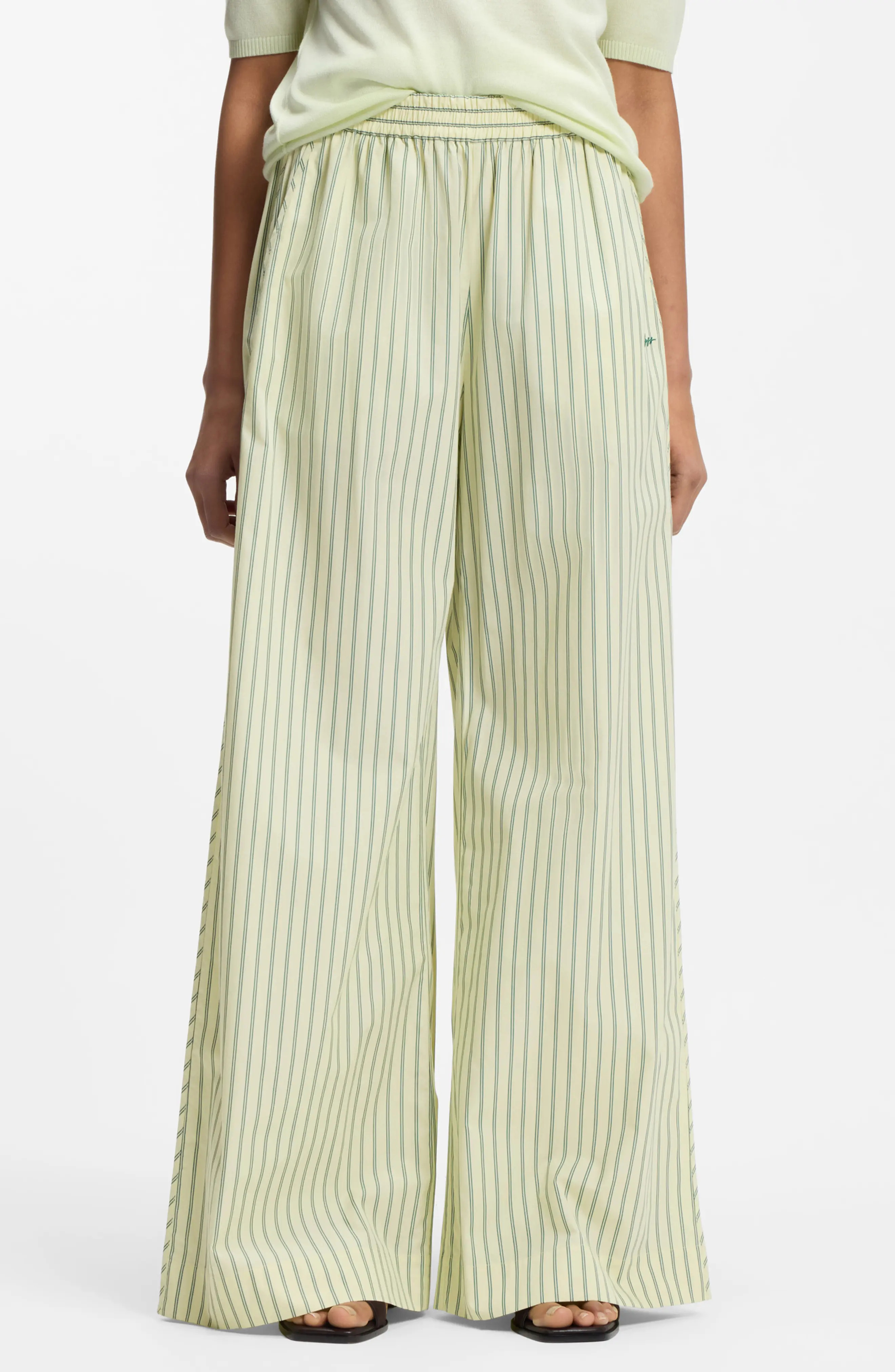 BOSS Orange Tiplyn Stripe Wide Leg Cotton Pants (Women) | Nordstrom | Nordstrom