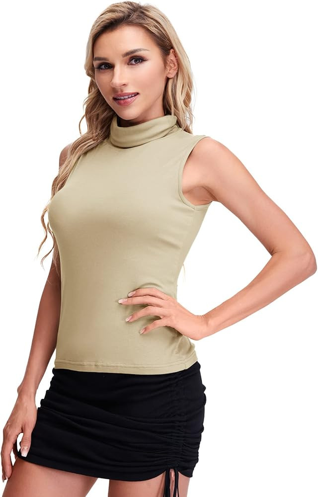 Verdusa Women's Sleeveless High Turtleneck Fitted Tank Top | Amazon (US)
