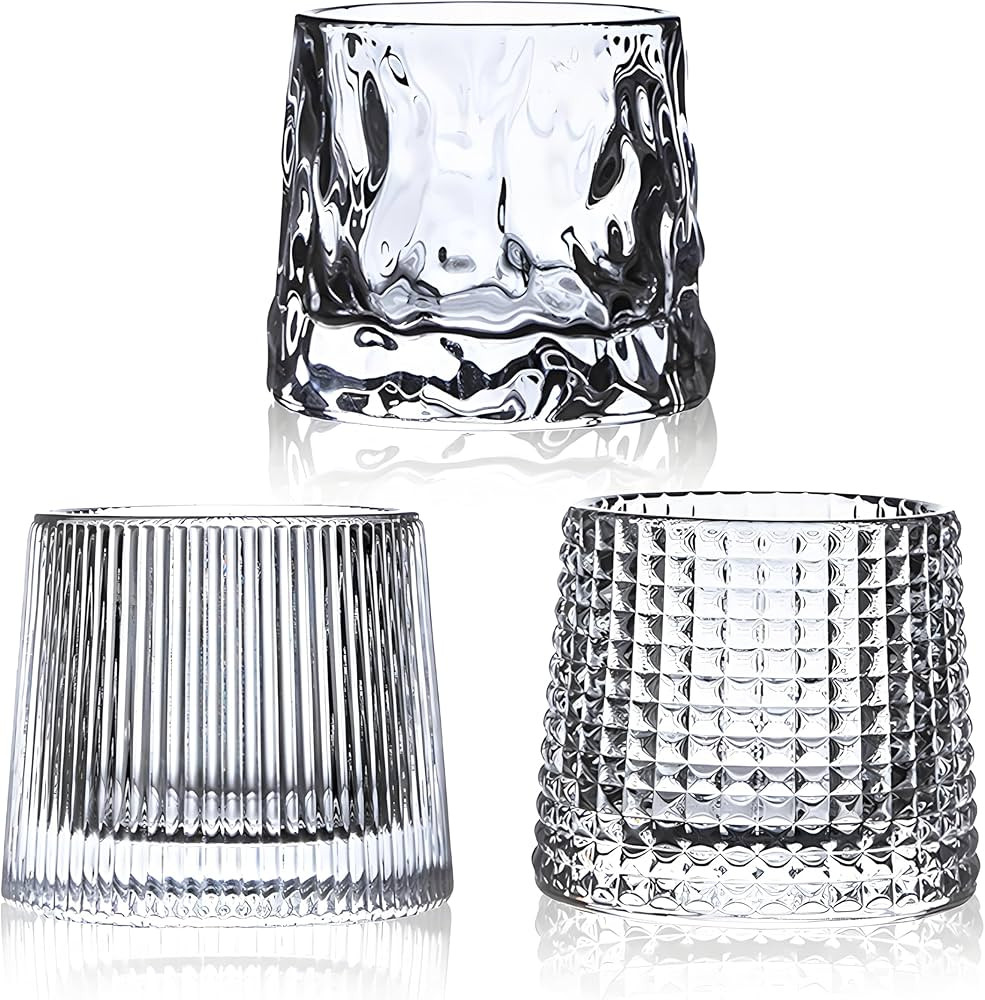Flat bottom Crystal Whiskey Glasses, Small 5OZ Scotch Glasses Set of 3, Old Fashioned Glasses,Hea... | Amazon (US)