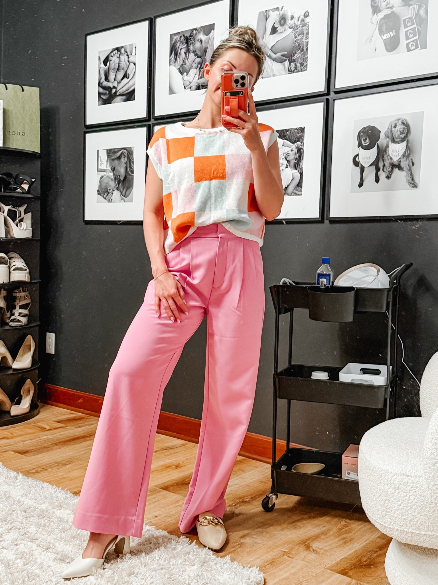 Getting ready for a work trip and put together this cute outfit! 
I ended up keeping both shoes! Everything runs  TTS💖 They only have in stock the lighter pink pants now, but I actually really love those! They’re currently in my cart! 

#LTKStyleTip #LTKFindsUnder100 #LTKU