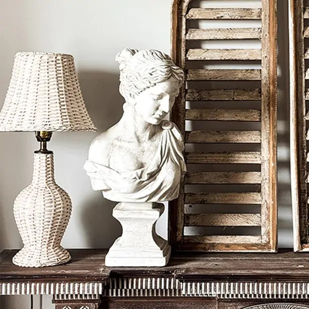 Weathered Woman Bust Statue | Antique Farm House