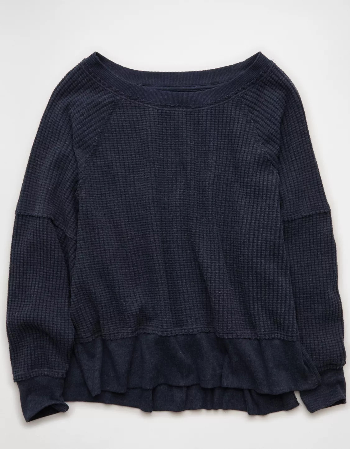 AE Big Hug Off-The-Shoulder Waffle Sweatshirt | American Eagle Outfitters (US & CA)