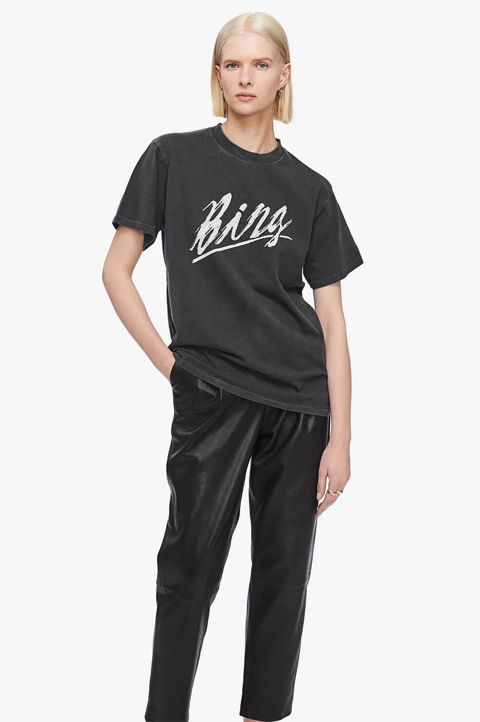 Anine Bing Lili Cotton T-Shirt Bing in Black | Small | ANINE BING