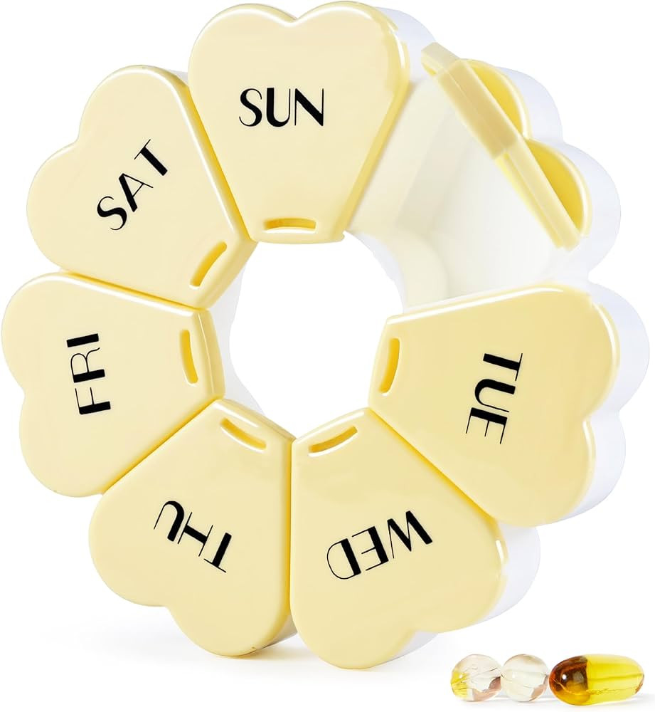 Amazon.com: MOLN HYMY Large Weekly Pill Box 7 Day, Pill Case Organizer, Flower Pill Container Onc... | Amazon (US)