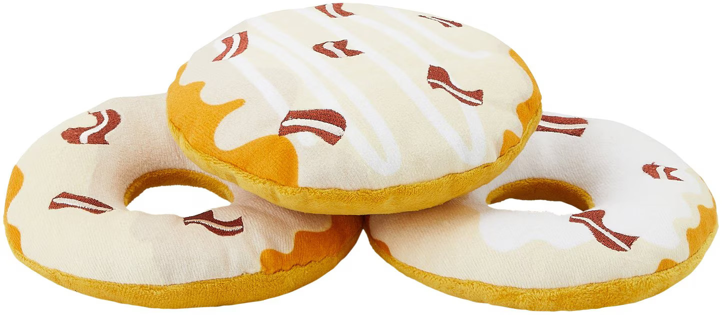 FRISCO Fall Maple Bacon Donuts Plush Squeaky Dog Toy, 3 count - Chewy.com | Chewy.com