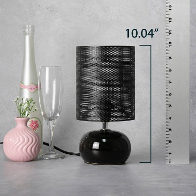 Simple Designs 10.04" Mesh Around Bedside Mini Ceramic Table Lamp with Matching Mesh Shade Black | Target