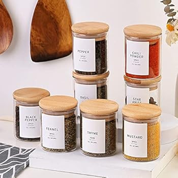 Glass Spice Jars with Bamboo Lids - 20 Pcs Thicken(2.4mm) 4oz Airtight Seasoning Containers with 131 | Amazon (US)
