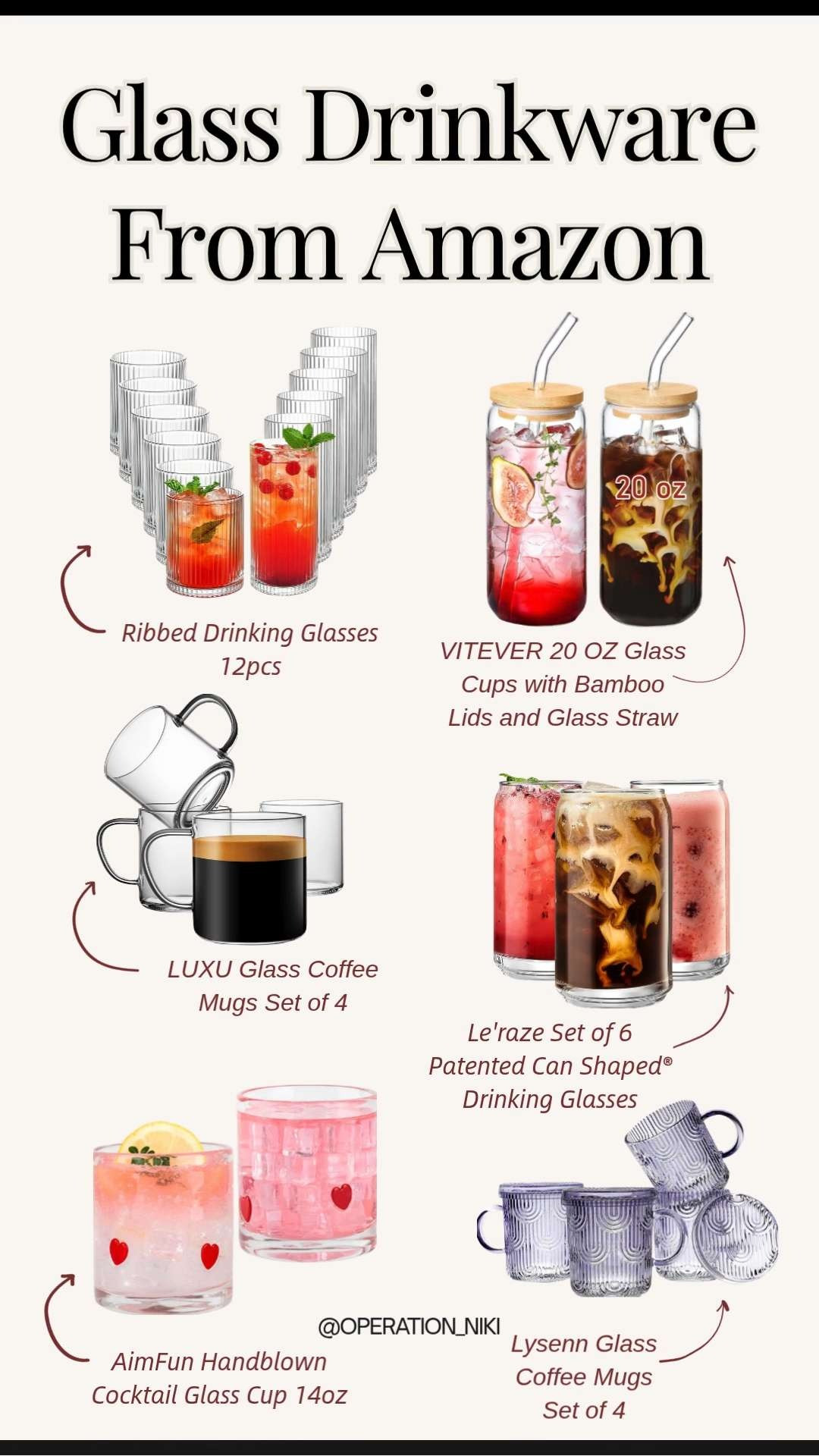 Elevate your everyday hydration with these sleek glass drinkware sets from Amazon. 🥂✨ Whether it is for your morning iced coffee or a refreshing spring mocktail, these glasses add an instant touch of aesthetic to your kitchen.

Durable, stylish, and perfect for a seasonal home refresh. There is nothing better than a crisp drink in a beautiful glass to start your day. 🧊☁️

Follow for more @OPERATION_NIKI on IG, TikTok, & Facebook

#AmazonHome #GlassDrinkware #KitchenAesthetic #IcedCoffeeLovers #SpringRefresh #HomeDecor #AmazonFinds #Glassware #OperationNiki #OrganizedHome #SpringVibes #KitchenOrganization 

 #LTKfoodie #LTKHome