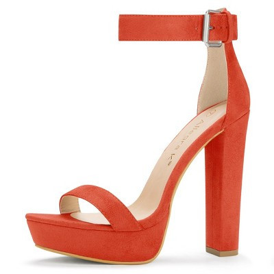 Allegra K Women's Open Toe Platform High Block Heel Ankle Strap Sandals Orange 9 | Target