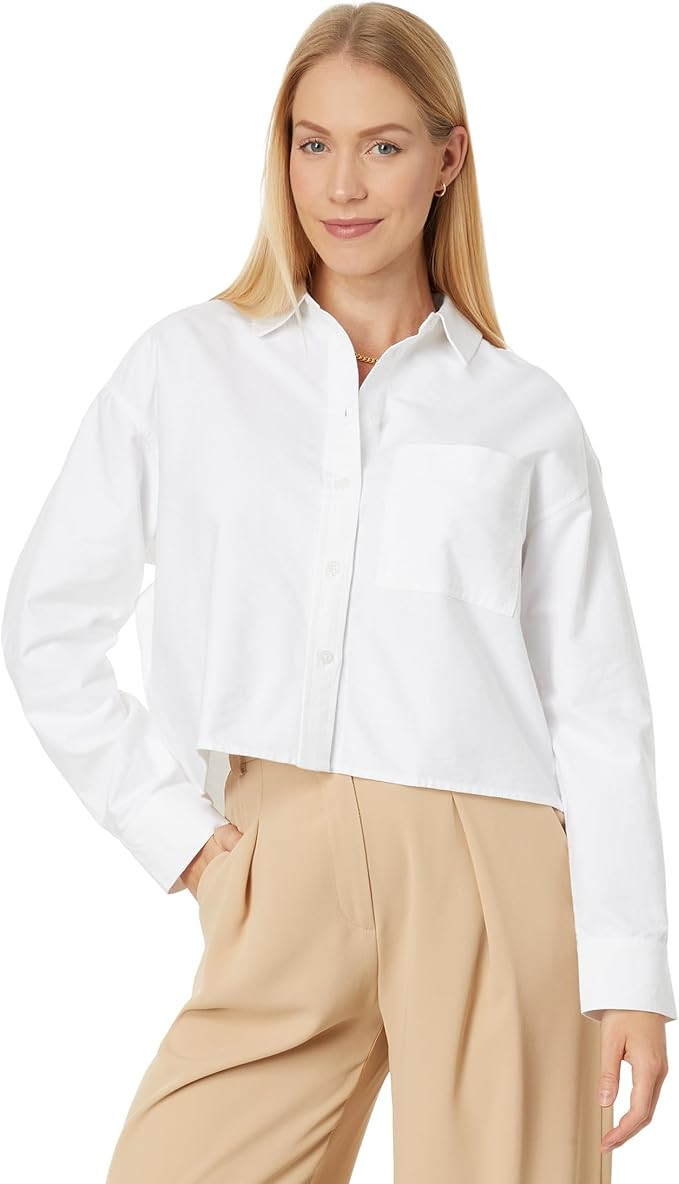 Madewell Long Sleeve Cropped Shirt with Straight Hem | Amazon (US)
