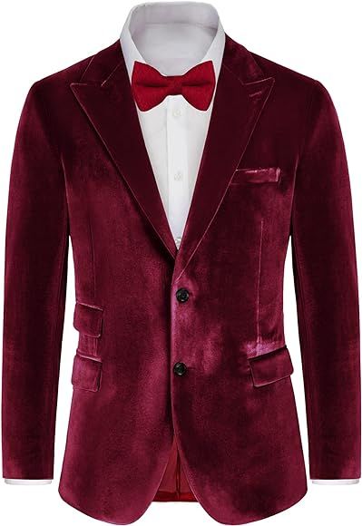 GRACE KARIN Mens Velvet Blazer Two Button Slim Fit Suit Jacket Sports Coats for Men Prom Wedding ... | Amazon (US)