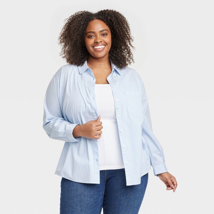 Women's Long Sleeve Relaxed Fit Button-Down Shirt - Ava & Viv™ | Target