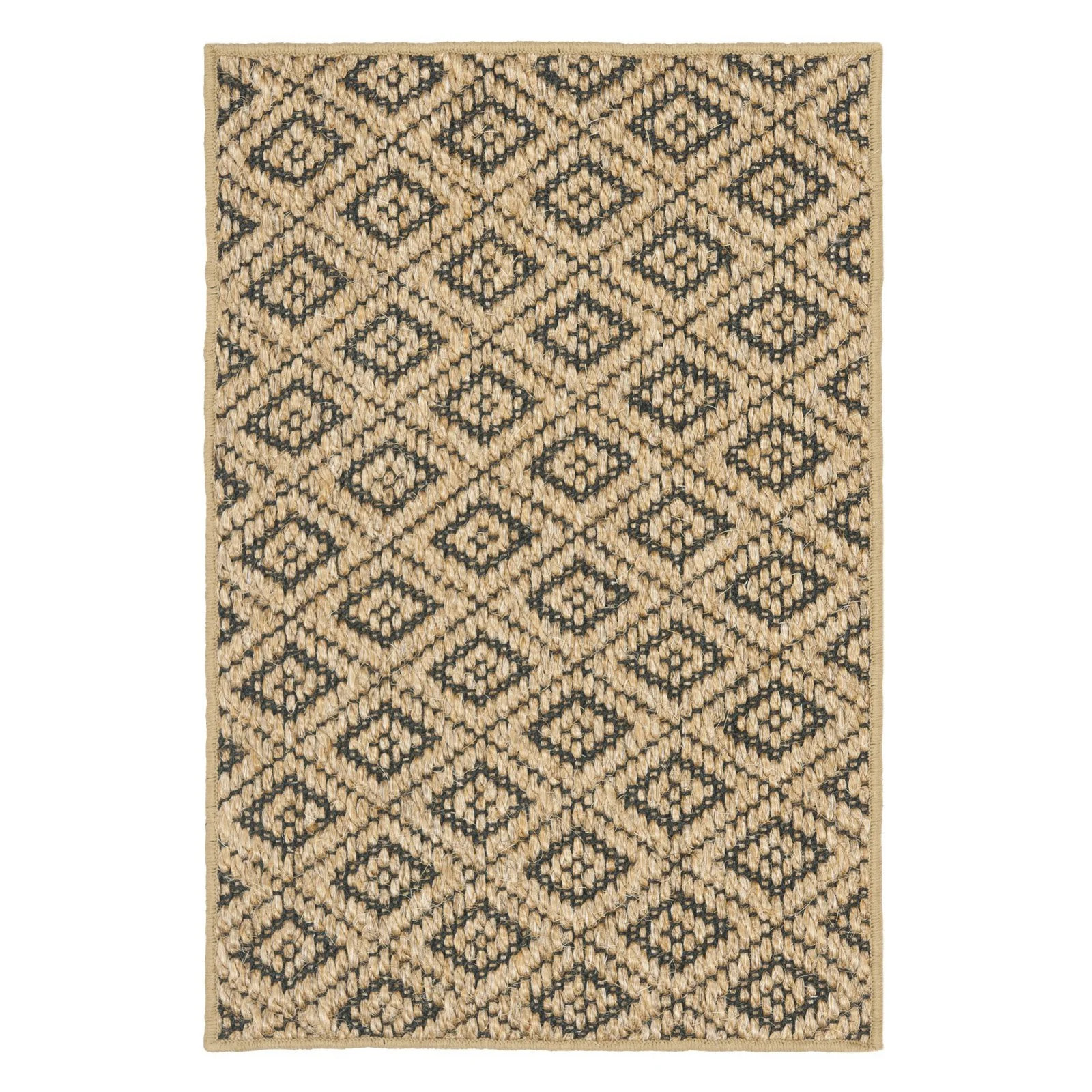 SAFAVIEH Palm Beach Winslow Geometric Diamonds Area Rug, Natural/Black, 8' x 10' - Walmart.com | Walmart (US)