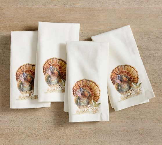 Bedford Harvest Turkey Cotton/Linen Napkins - Set of 4 | Pottery Barn (US)