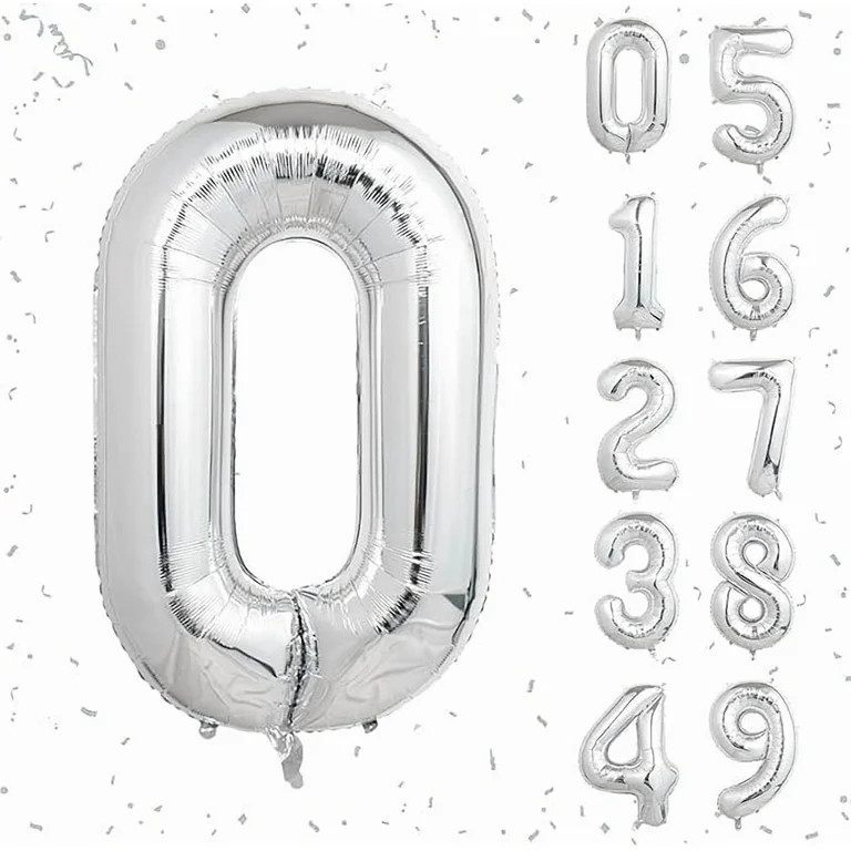 40 Inch Silver Number Balloons – Large Foil Helium Balloons 0–9 | Shiny Mylar Silver Number B... | Walmart (US)