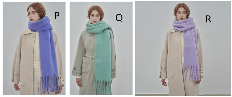 Macaron Color Scarf Women, Soft Warm Imitation Cashmere Scarf, Solid Color Woven Scarves, Chunky ... | Etsy (US)