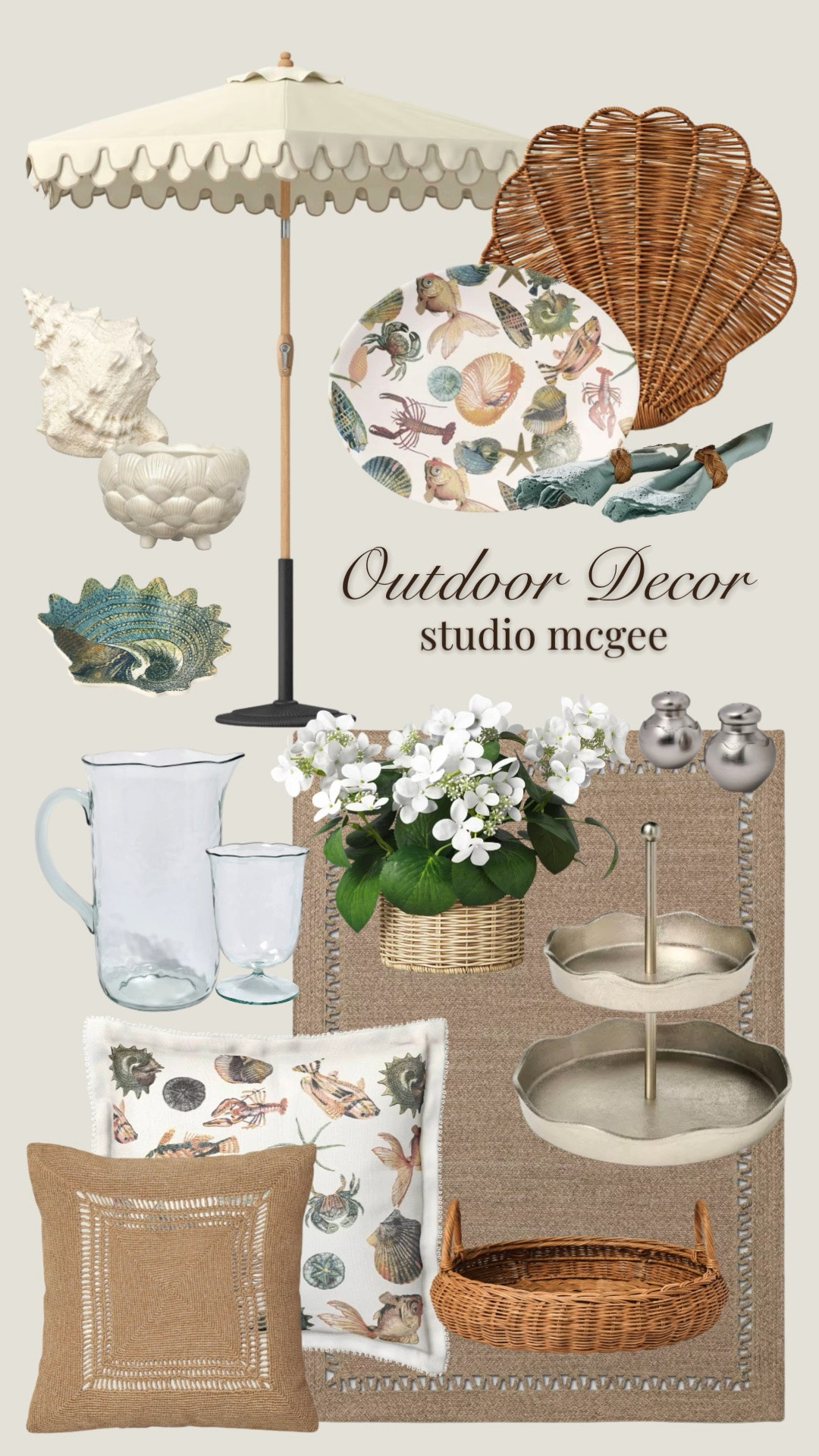 Studio McGee outdoor decor is here! There are so many great finds for your porch, patio, or even inside your home. Tabletop decor, entertaining pieces, furniture and area rugs - it's all sooooo good, and just in time for summer!  #Target #Studio McGee  #Rattan #OutdoorHosting #Hosting #Entertaining #Glassware #Flatware #Dinnerware #Coastal #Summer #Spring #Mother’sDay #Porch #Patio #Outdoors

#LTKSeasonal #LTKHome