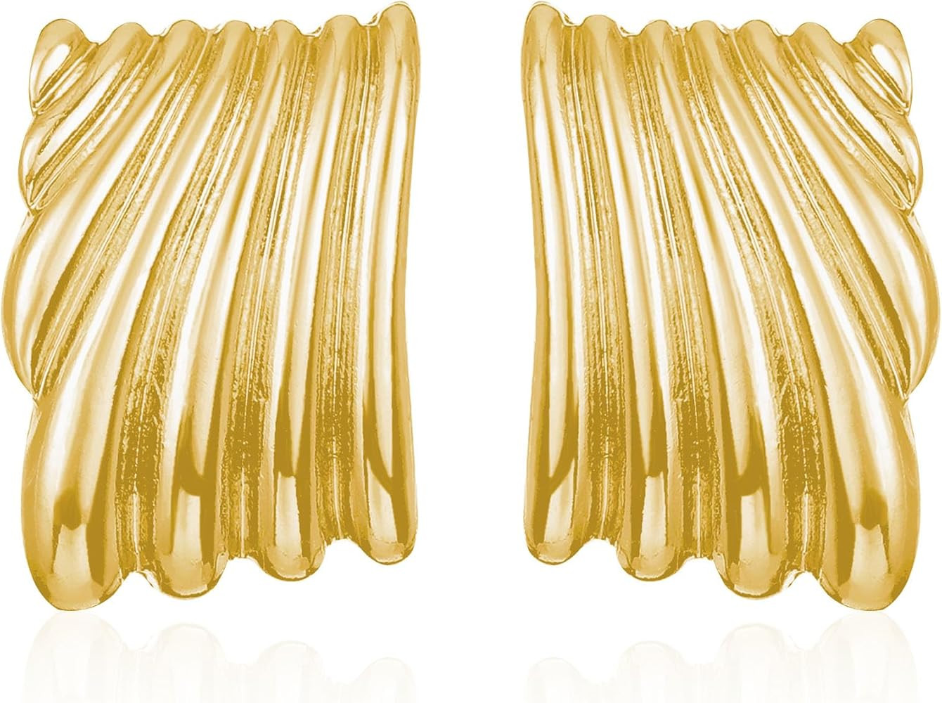 Gold Chunky Earrings Vintage Silver Square Stud Earrings for Women Geometric Statement Wavy Earri... | Amazon (US)