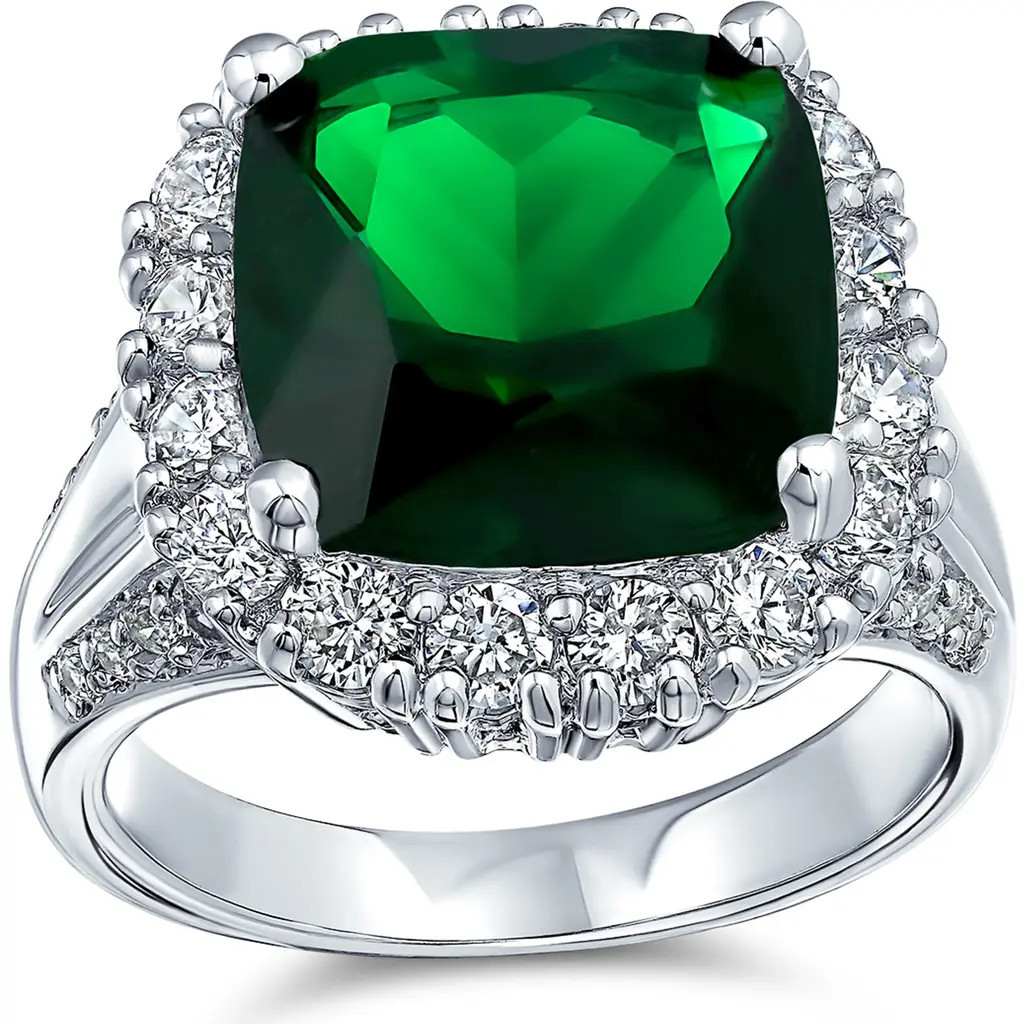 BLING JEWELRY Solitaire CZ Imitation Emerald Ring in Silver at Nordstrom Rack, Size 5 | Nordstrom Rack