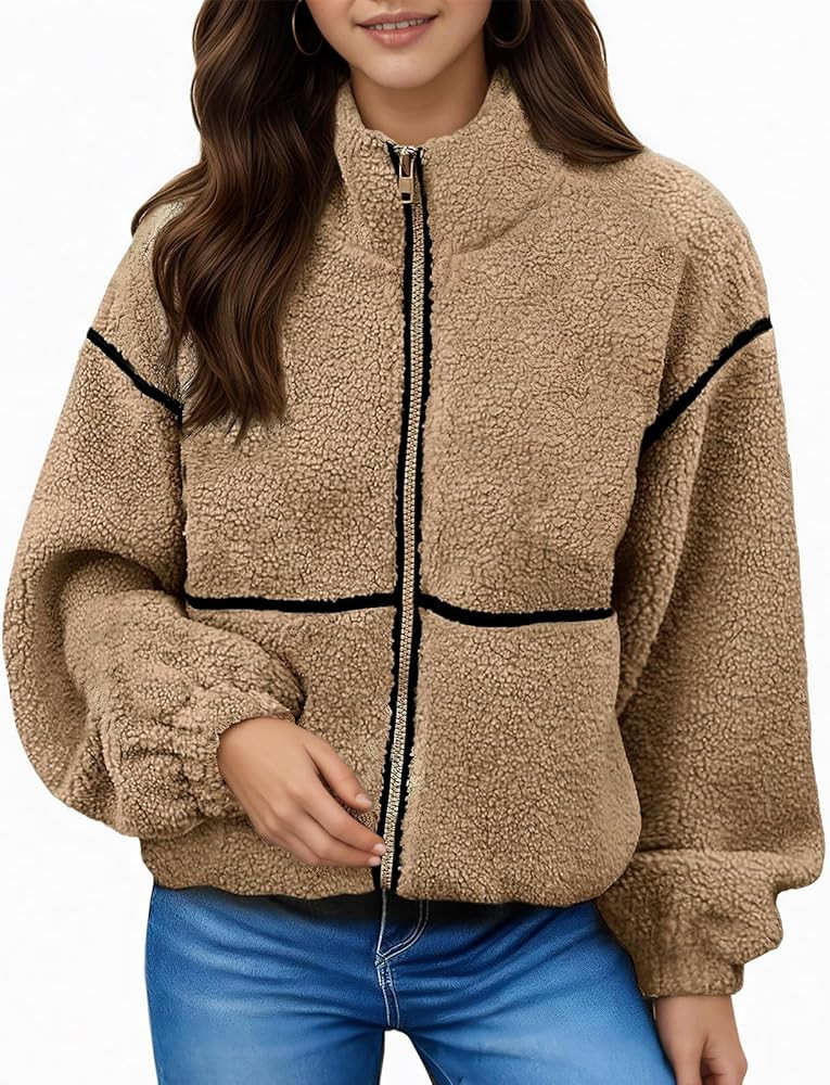 Women's Winter Faux Fur Coats Sherpa Fleece Jacket Zip Up Fall Oversized Long Sleeve Outerwear Wa... | Amazon (US)