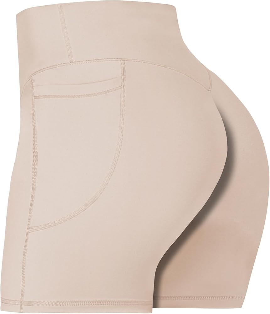 Sunzel No Front Seam Biker Shorts for Women with Pockets, Yoga Workout Gym Bike Shorts with Tummy... | Amazon (US)
